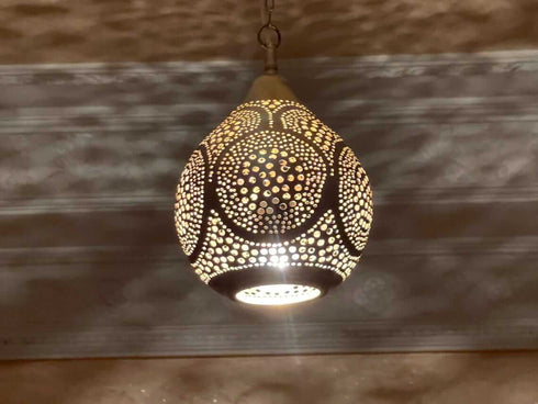 Handmade Moroccan Brass Pendant Light - Round Chandelier (PL 1075)